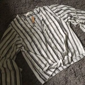 Blouse white with black stripes